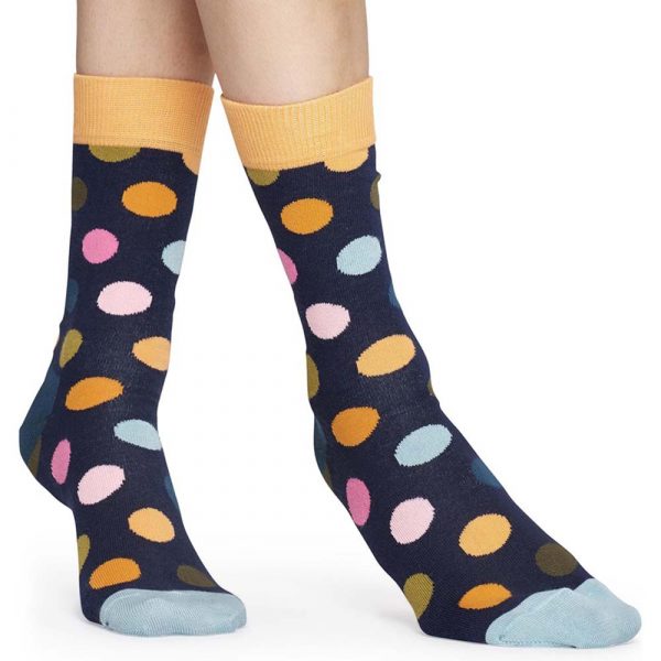 Happy Socks Big Dot Sok - Donkerblauw met Oranje Heren kopen?