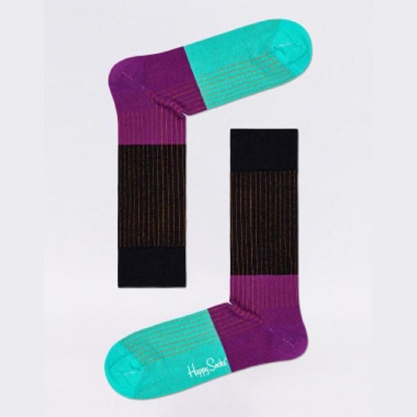 Happy Socks Block Rib Sok Zwart met Paars kopen? | Kijk Snel!