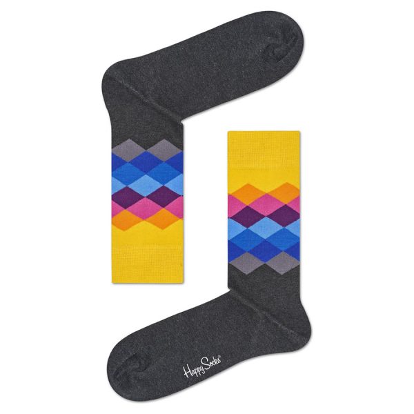 Happy Socks Faded Diamond Sok - Grijs Heren & Dames kopen?