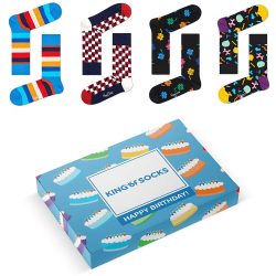 Happy Birthday Geschenkverpakking van King of Socks met 4 paar Happy Socks